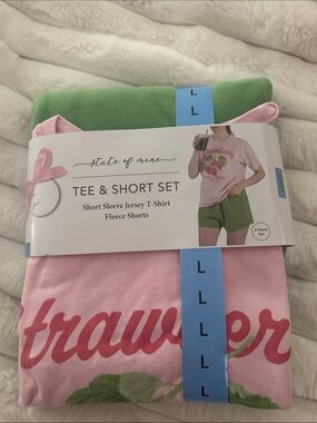 State of Mind Pink & Green Tee & Short Pajama Set
